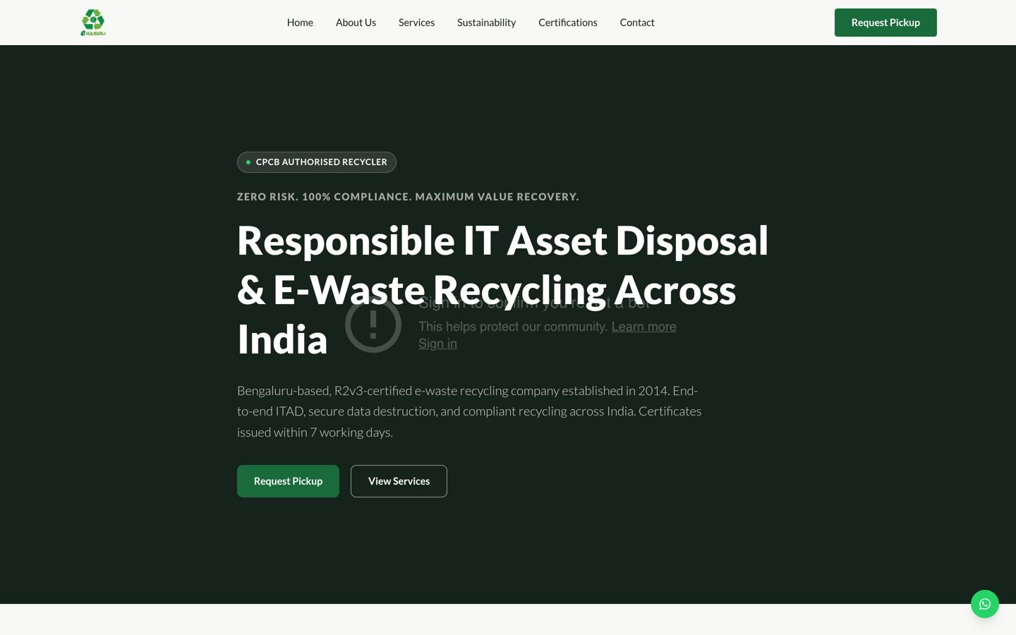 E-Hasiru website screenshot
