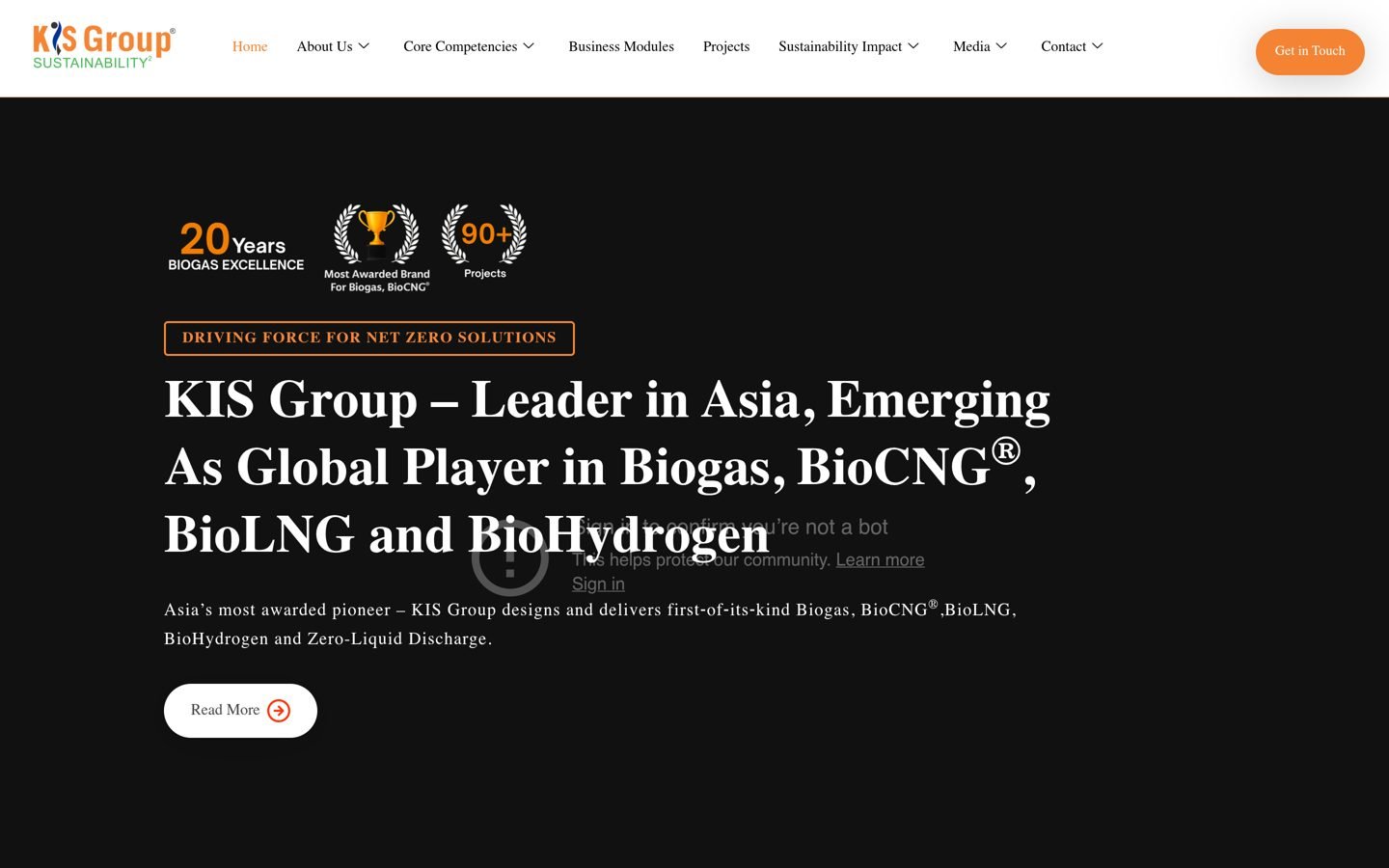 KIS Group website screenshot